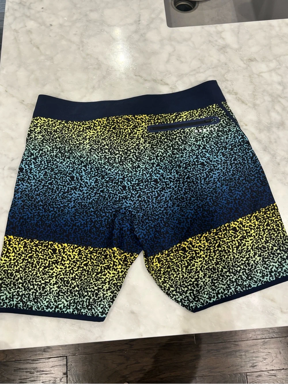 Oakley XL Navy and Light Gray Leopard-Print Swim Shorts